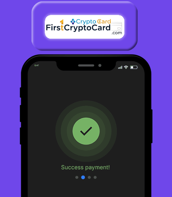 A successful payment notification on a smartphone using a virtual crypto debit card